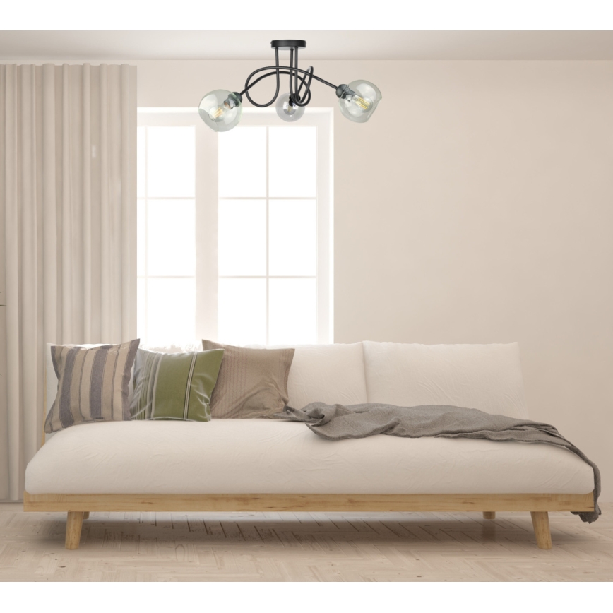Nadgradni luster EVIE 3xE27/60W/230V crno/prozirna