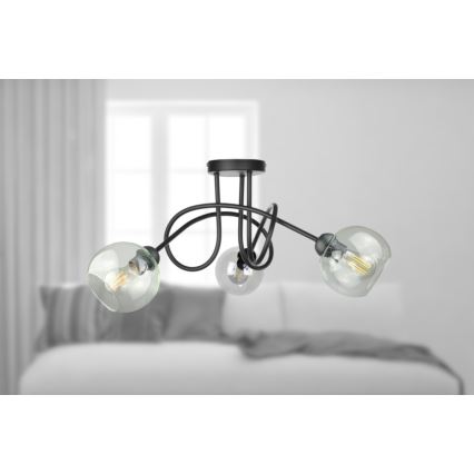 Nadgradni luster EVIE 3xE27/60W/230V crno/prozirna