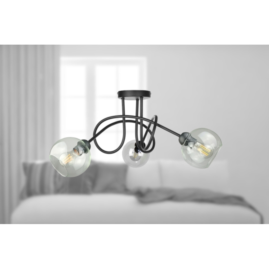 Nadgradni luster EVIE 3xE27/60W/230V crno/prozirna