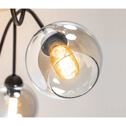 Nadgradni luster EVIE 3xE27/60W/230V crno/prozirna