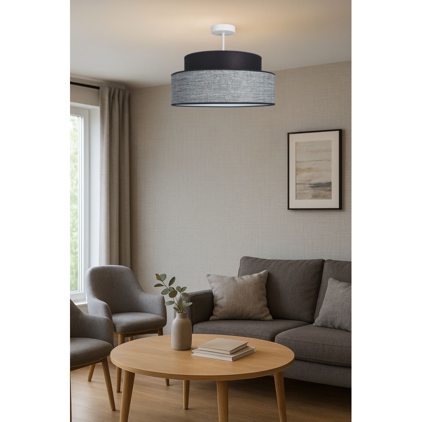 Nadgradni luster GRACE 1xE27/60W/230V crno/sivo