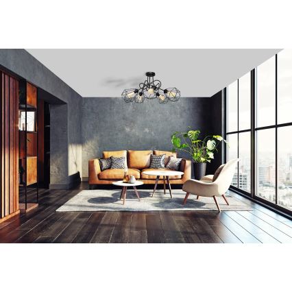 Nadgradni luster KARO 5xE27/15W/230V crno