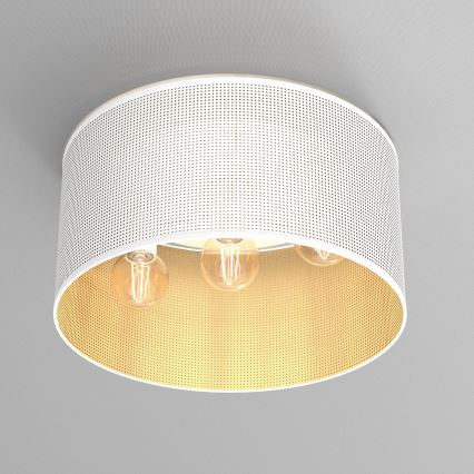 Nadgradni luster LOFT SHADE 3xE27/60W/230V bela/zlatna