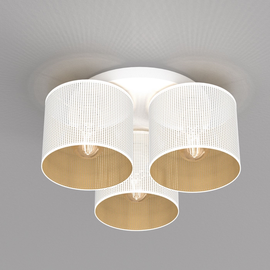 Nadgradni luster LOFT SHADE 3xE27/60W/230V bela/zlatna