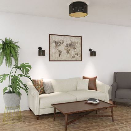 Nadgradni luster LOFT SHADE 3xE27/60W/230V crno/zlatna