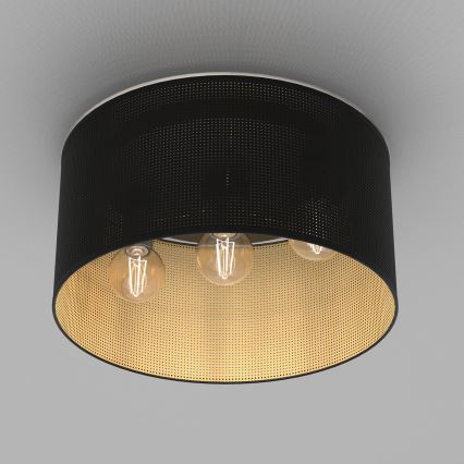 Nadgradni luster LOFT SHADE 3xE27/60W/230V crno/zlatna