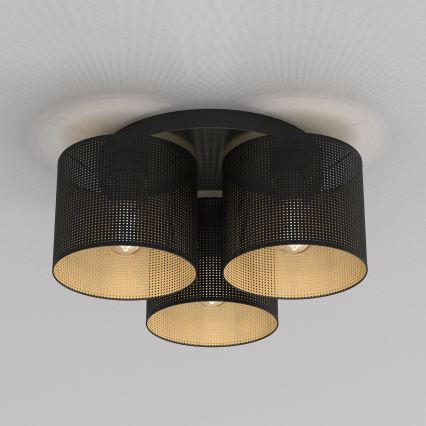 Nadgradni luster LOFT SHADE 3xE27/60W/230V crno/zlatna