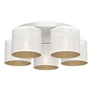 Nadgradni luster LOFT SHADE 5xE27/60W/230V bela/zlatna