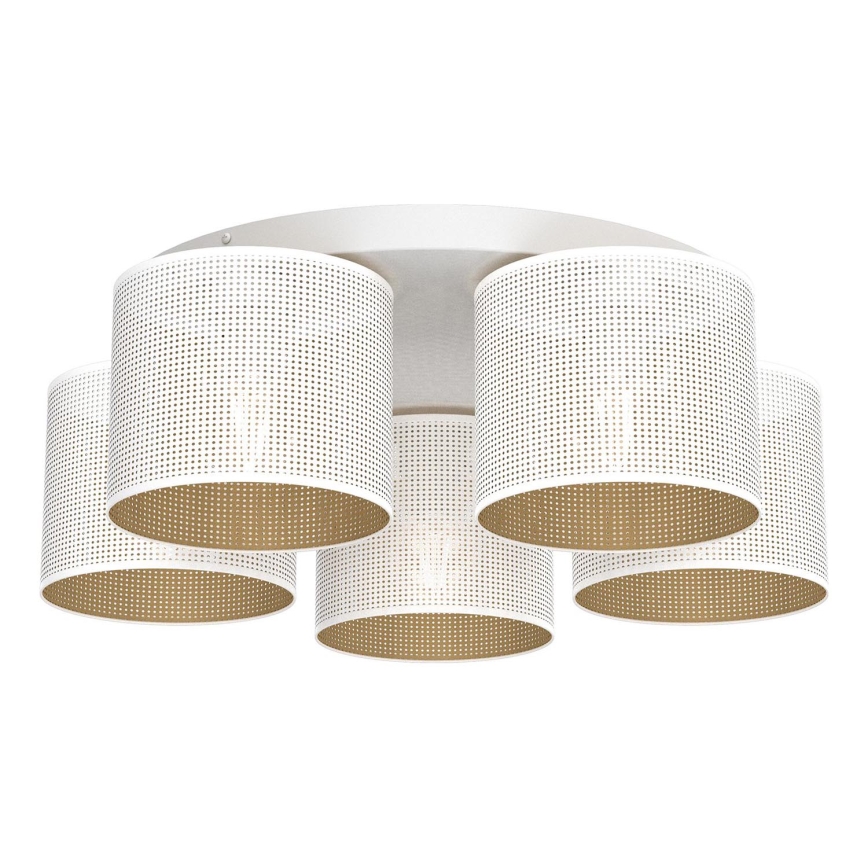 Nadgradni luster LOFT SHADE 5xE27/60W/230V bela/zlatna