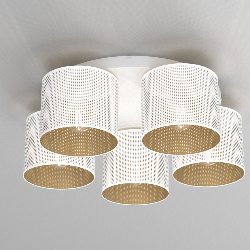 Nadgradni luster LOFT SHADE 5xE27/60W/230V bela/zlatna