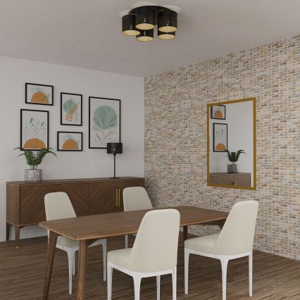 Nadgradni luster LOFT SHADE 5xE27/60W/230V crno/zlatna