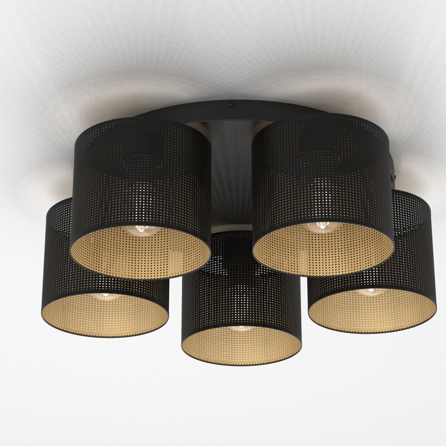 Nadgradni luster LOFT SHADE 5xE27/60W/230V crno/zlatna