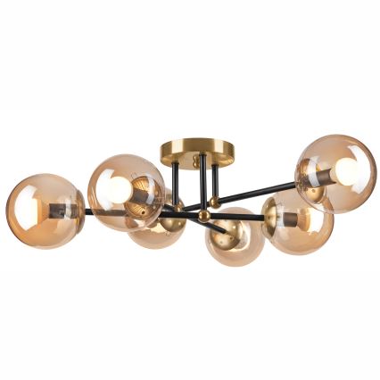 Nadgradni luster MALENA 6xE14/5W/230V zlatna/crno/dimno bež