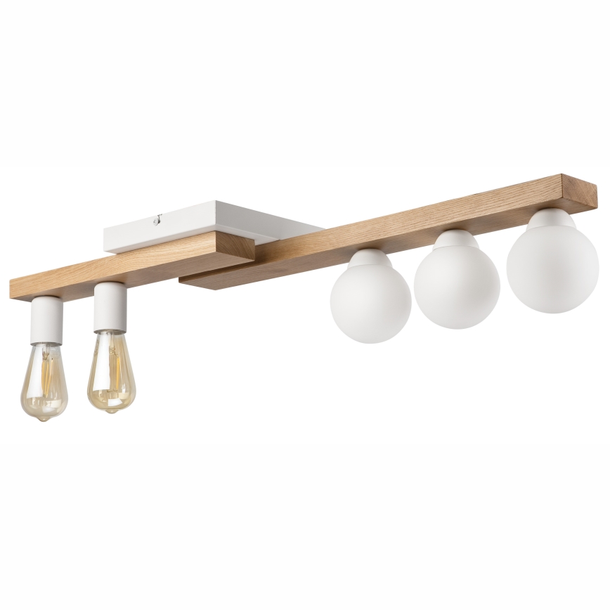 Nadgradni luster MATTE 2xE27/15W/230V + 3xG9/5W/230V bela/hrast
