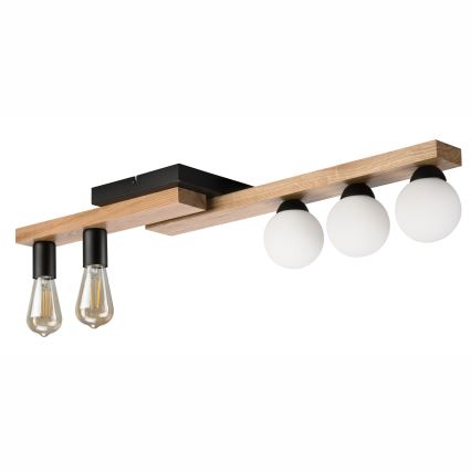 Nadgradni luster MATTE 2xE27/15W/230V + 3xG9/5W/230V crno/hrast