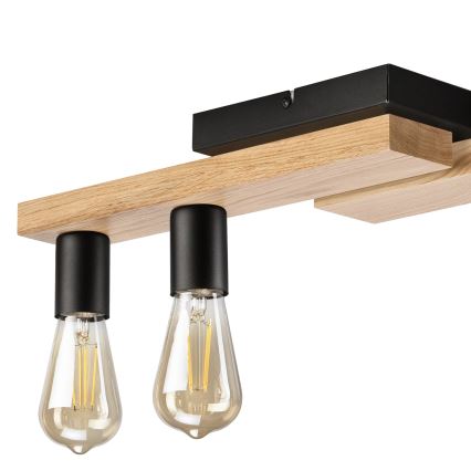 Nadgradni luster MATTE 4xE27/15W/230V crno/hrast