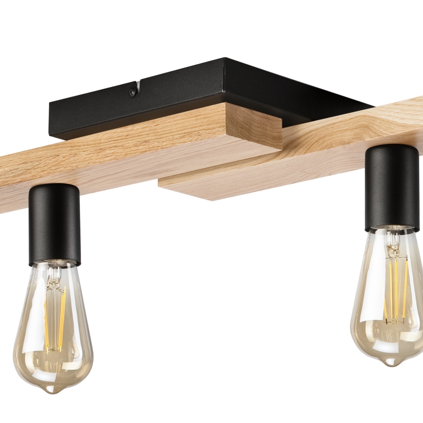 Nadgradni luster MATTE 4xE27/15W/230V crno/hrast