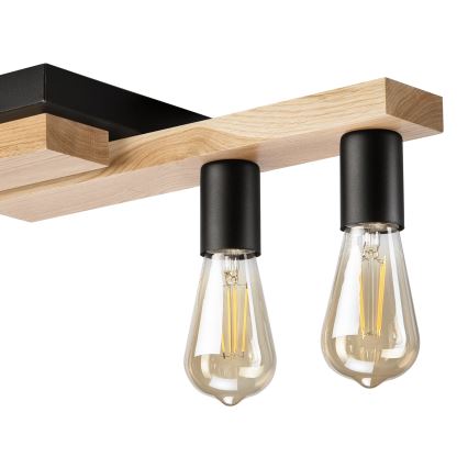 Nadgradni luster MATTE 4xE27/15W/230V crno/hrast
