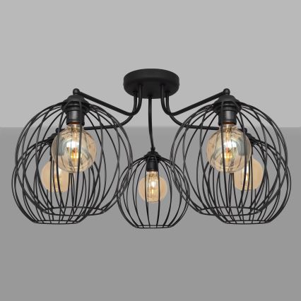 Nadgradni luster MERCURE 5xE27/15W/230V crno