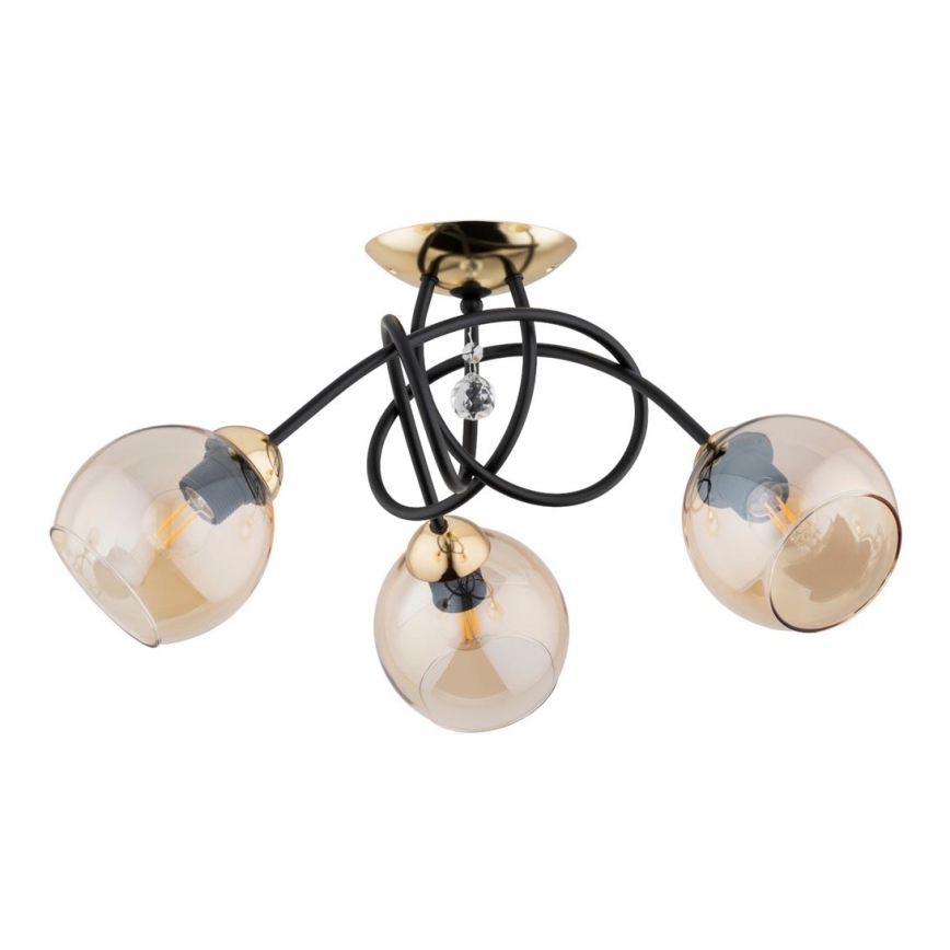 Nadgradni luster MODENA 3xE27/60W/230V crno/zlatna/bež