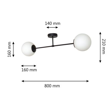 Nadgradni luster MOON 2xE27/15W/230V crno