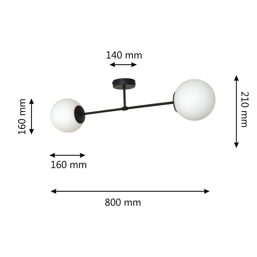 Nadgradni luster MOON 2xE27/15W/230V crno