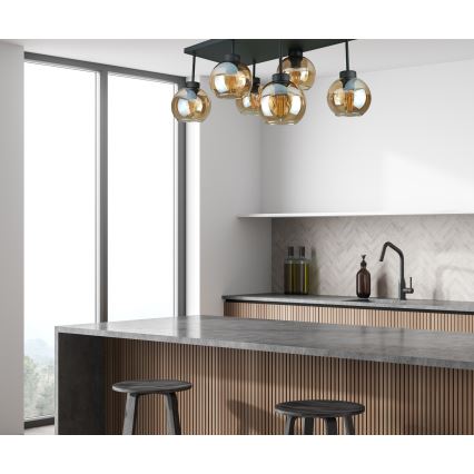 Nadgradni luster NESSA 6xE27/60W/230V crno/dimno bež