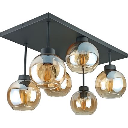 Nadgradni luster NESSA 6xE27/60W/230V crno/dimno bež