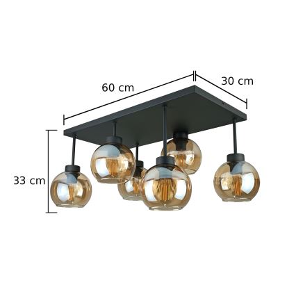 Nadgradni luster NESSA 6xE27/60W/230V crno/dimno bež