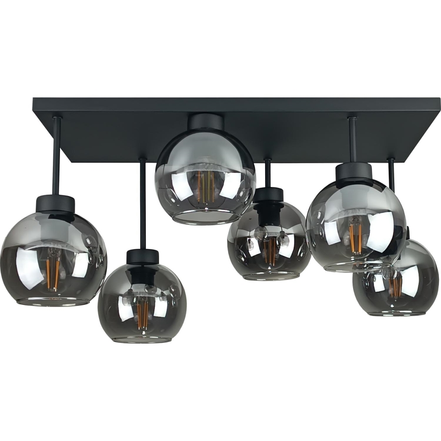 Nadgradni luster NESSA 6xE27/60W/230V crno/dimno crno