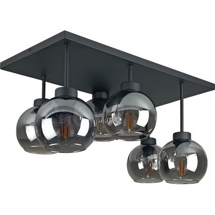 Nadgradni luster NESSA 6xE27/60W/230V crno/dimno crno
