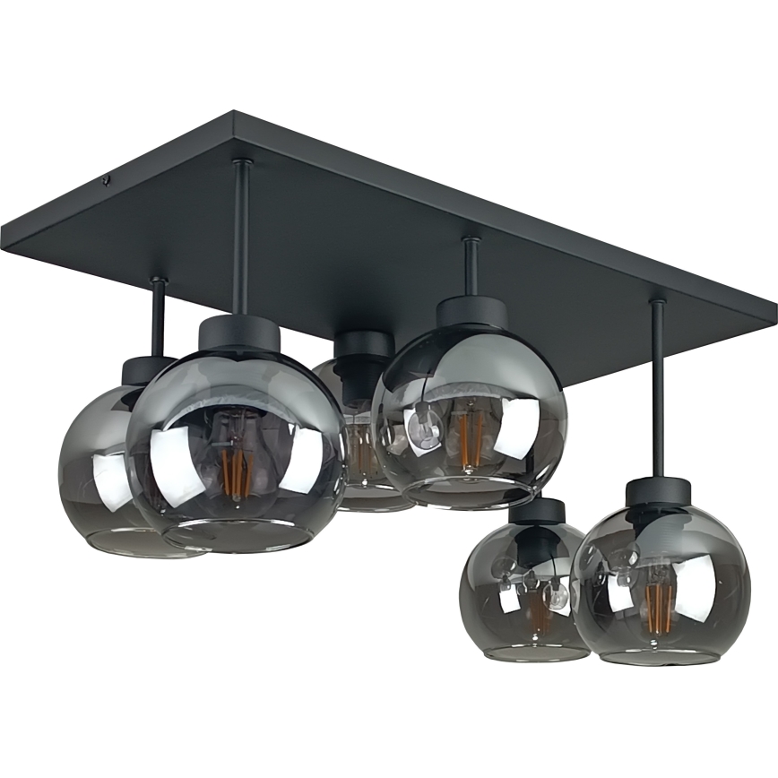 Nadgradni luster NESSA 6xE27/60W/230V crno/dimno crno