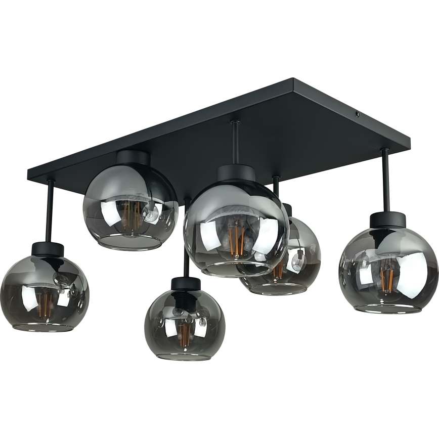 Nadgradni luster NESSA 6xE27/60W/230V crno/dimno crno