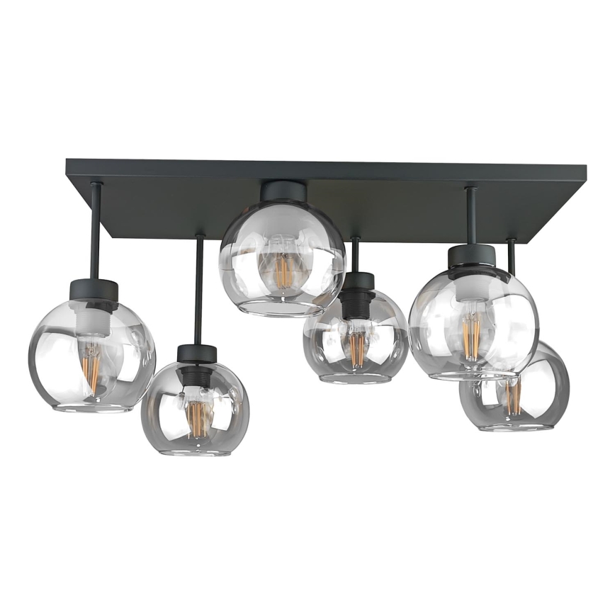 Nadgradni luster NESSA 6xE27/60W/230V crno/prozirna