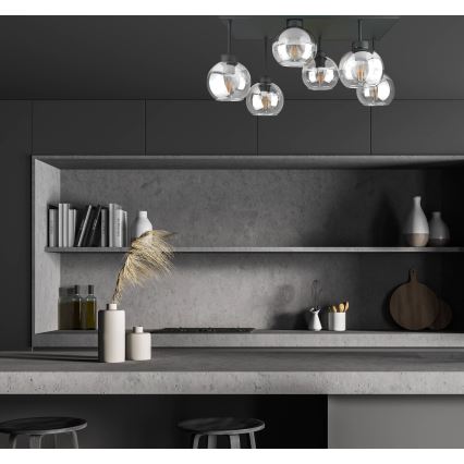 Nadgradni luster NESSA 6xE27/60W/230V crno/prozirna