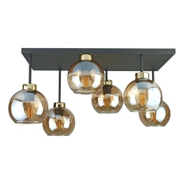 Nadgradni luster NESSA 6xE27/60W/230V crno/zlatna/dimno bež
