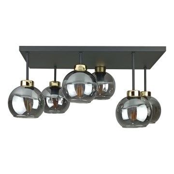 Nadgradni luster NESSA 6xE27/60W/230V crno/zlatna/dimno crno