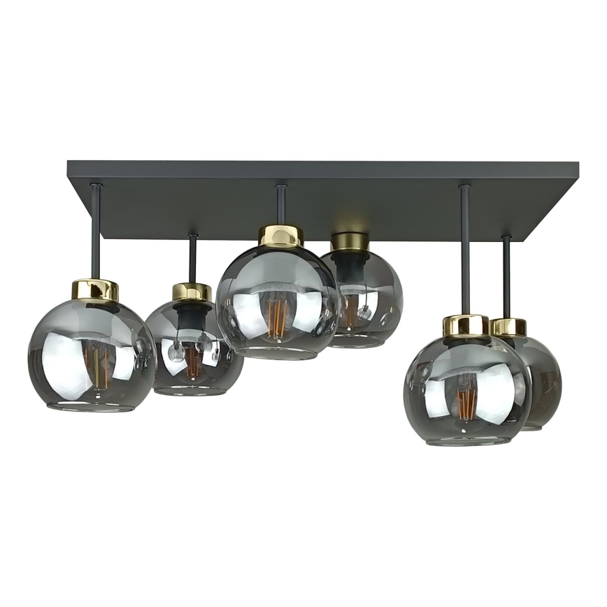 Nadgradni luster NESSA 6xE27/60W/230V crno/zlatna/dimno crno
