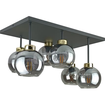 Nadgradni luster NESSA 6xE27/60W/230V crno/zlatna/dimno crno
