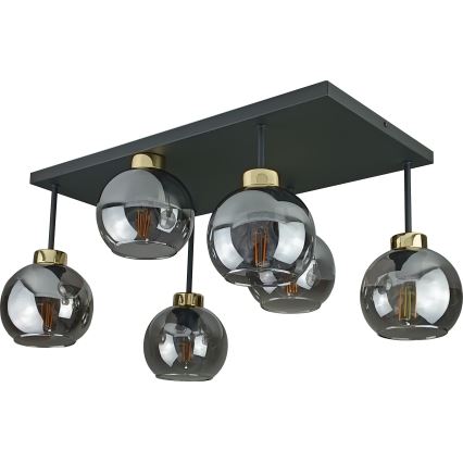 Nadgradni luster NESSA 6xE27/60W/230V crno/zlatna/dimno crno