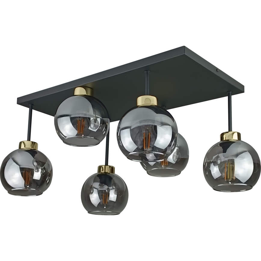 Nadgradni luster NESSA 6xE27/60W/230V crno/zlatna/dimno crno