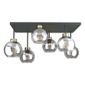 Nadgradni luster NESSA 6xE27/60W/230V crno/zlatna/prozirna
