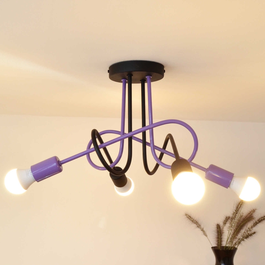 Nadgradni luster OXFORD 4xE27/15W/230V crno/ljubičasta