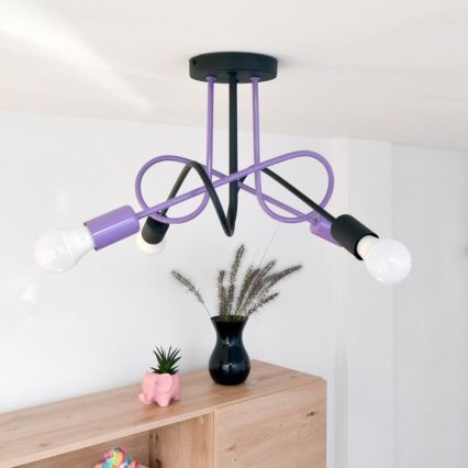 Nadgradni luster OXFORD 4xE27/15W/230V crno/ljubičasta