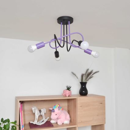 Nadgradni luster OXFORD 4xE27/15W/230V crno/ljubičasta