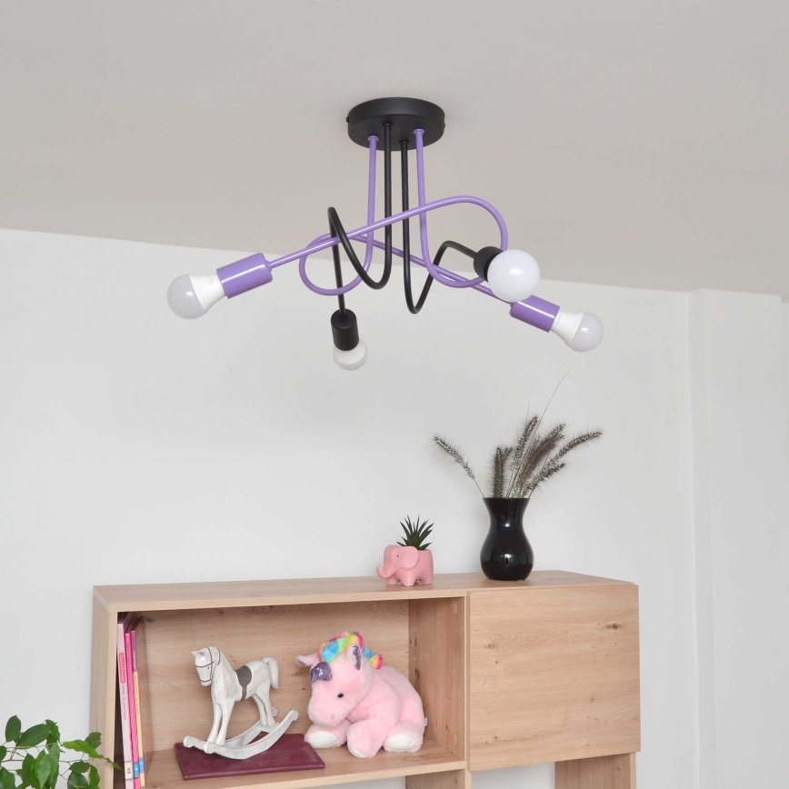 Nadgradni luster OXFORD 4xE27/15W/230V crno/ljubičasta
