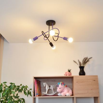 Nadgradni luster OXFORD 4xE27/15W/230V crno/ljubičasta