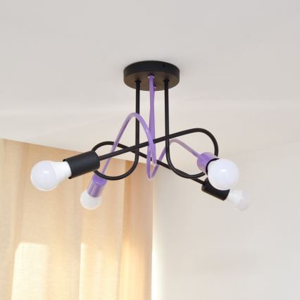 Nadgradni luster OXFORD 4xE27/15W/230V crno/ljubičasta