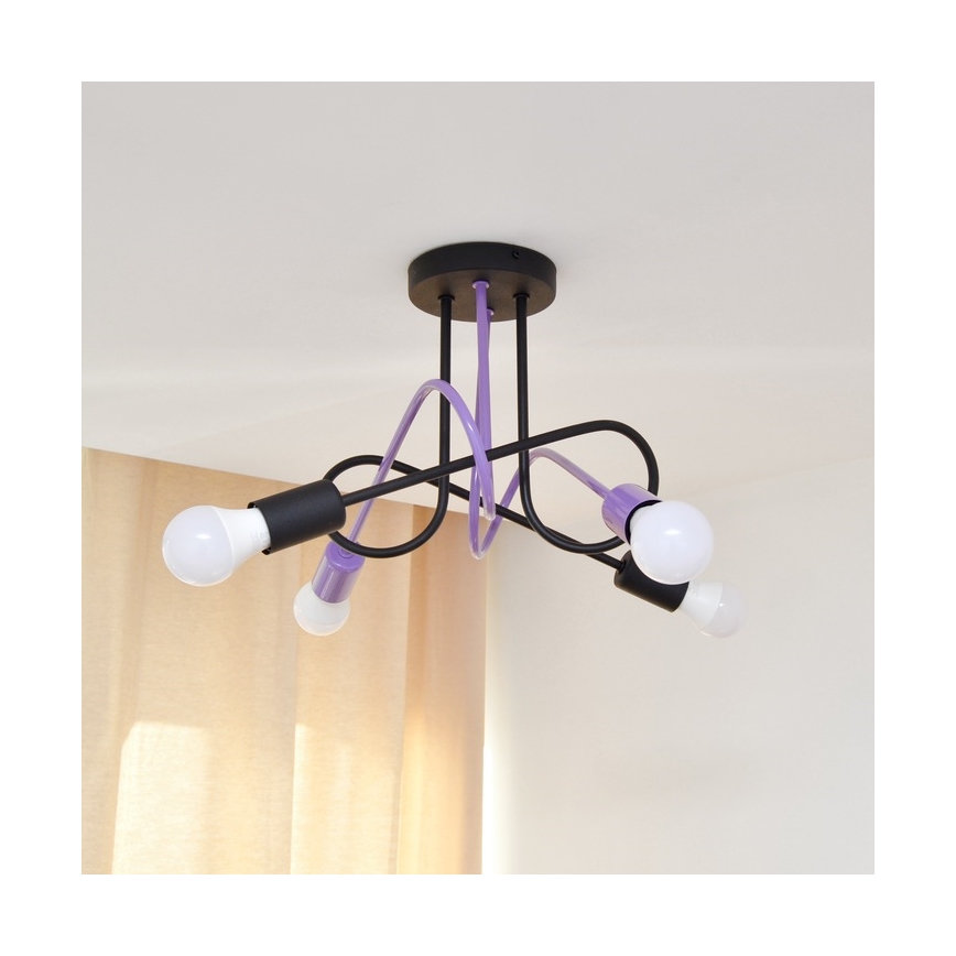 Nadgradni luster OXFORD 4xE27/15W/230V crno/ljubičasta