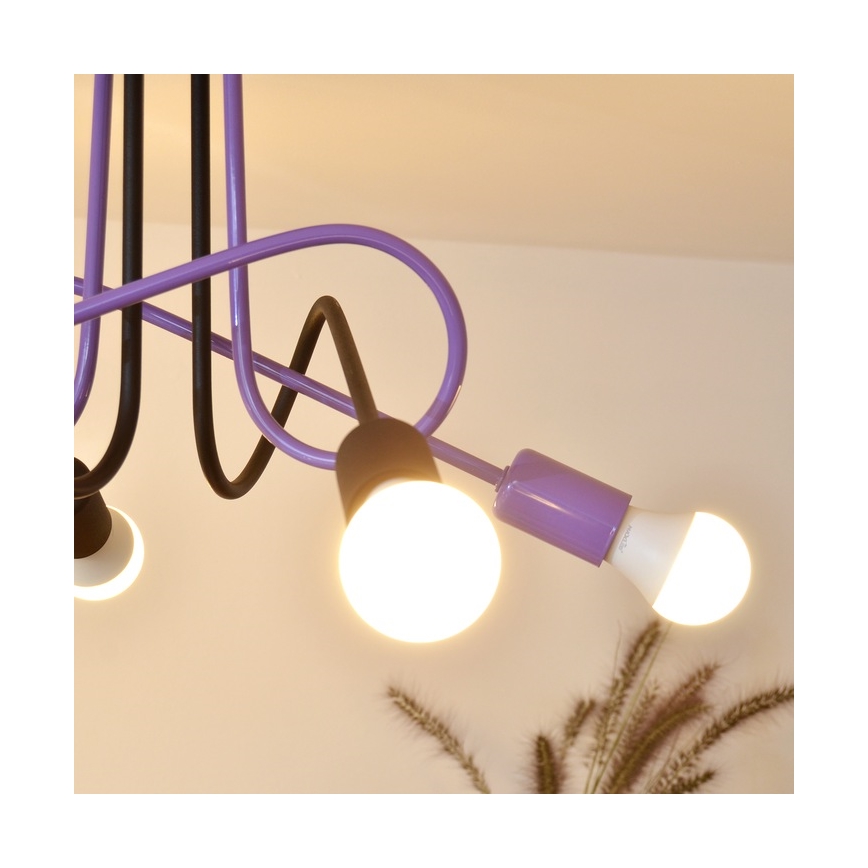 Nadgradni luster OXFORD 4xE27/15W/230V crno/ljubičasta